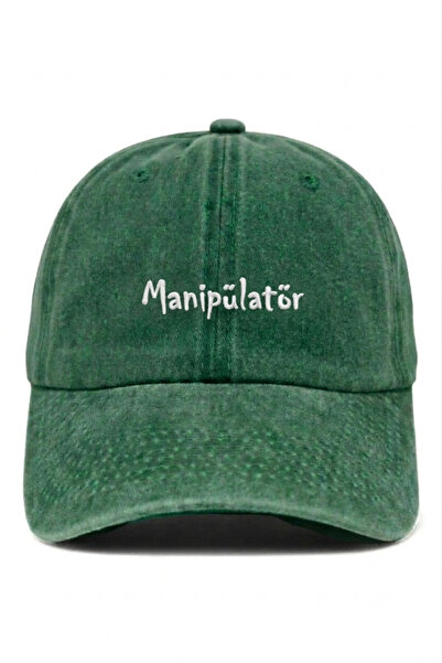 ŞapkaMania "Manipulator" Written Dark Green Embroidered Washable Vintage Unis...