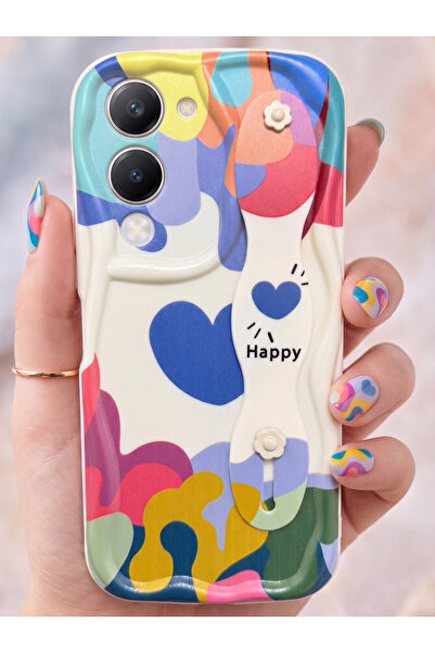 Rivor Vivo Y04 & Vivo Y19 & Vivo Y29S Uyumlu Kılıf Renkli Dalgalı Tasarım Tut...