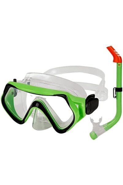 Rally Snorkeling Set for Kids with Nose Cover, Ages 5-15, Dry Snorkel - Green