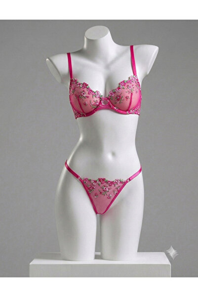 Sthxyfaith Womens 2 Piece Sexy Cute Underwire Push Up Strappy Heart Embroider...