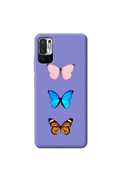 Other Xiaomi Redmi Note 10 Pro 5G Triple Butterfly Purple Colored Silicone TP...