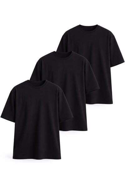 SAAT TEKSTİL Tricou de bază cu guler rotund Kalıp - Pachet avantajos de 3 buc...