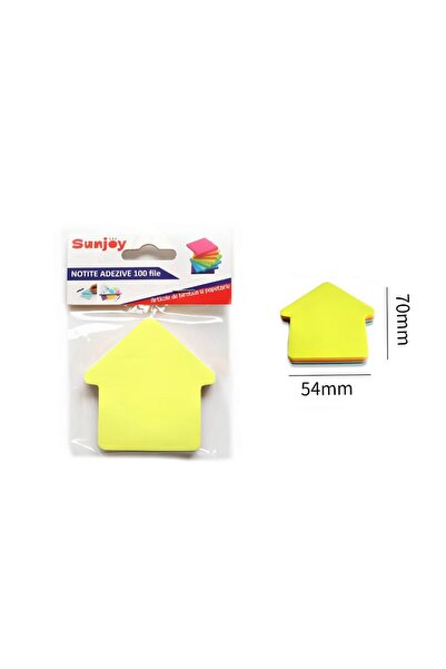 idei Notite Adezive Formă Săgeată Casă Fluorescente, 100 File, Dimensiuni 54x...