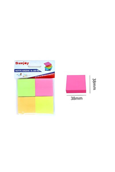 idei Pachet Cu 4 Seturi Notite Adezive Mici Pătrate Fluorescente 4x100 File, ...