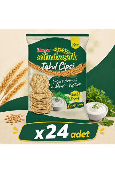 Ülker Altınbaşak Yoğurt Aromalı ve Mevsim Yeşillikli Tahıl Cipsi (50 g) x24 adet