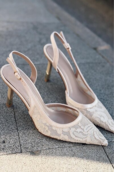 I Love Shoes Delren Μπεζ Δαντελένιο Γυναικείο Στιλέτο