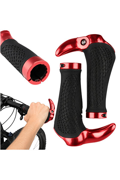 Gearox Manșoane ergonomice roșii pentru bicicletă cu capete de ghidon