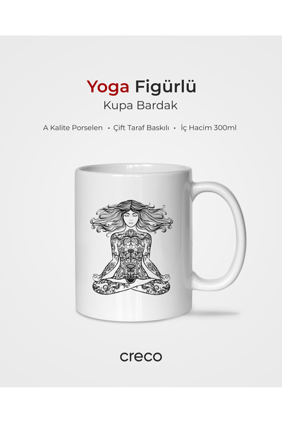 Yoga Figürlü Kupa Bardak - A Kalite Porselen
