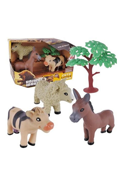 OEM Set de animale de la fermă Maksik - vacă, măgar, oaie și copac