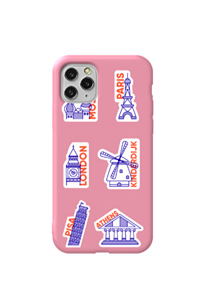 Other Apple iPhone 11 Pro Pisa Athens Pink Colored Silicone TPU Θήκη