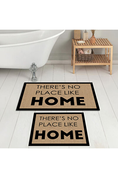Evimle Dijital Baskı Banyo Paspası Kaymaz Yıkanabilir (60X100)+(50X60)