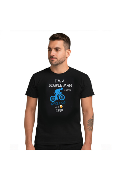 OEM Tricou bărbătesc. Sunt un bărbat simplu, iubesc ciclismul și berea, 100% ...