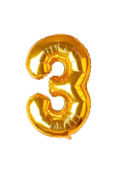 duoguo Balon din folie, Numărul 3, 80 cm, Pentru aer sau heliu, Auriu