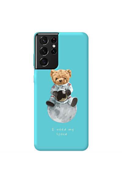 Other Samsung S21 Ultra Bear in space Turquoise Colored Silicone TPU Θήκη