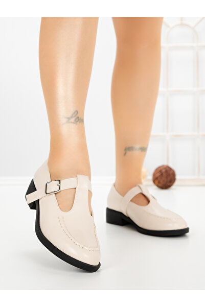 CM Pantofi casual dama bej din piele ecologica Loressa