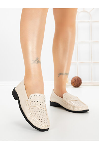 CM Pantofi casual dama bej din piele ecologica Rivena
