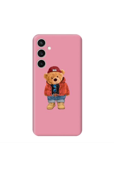 Other Samsung S24 FE Bear in a hat Pink Colored Silicone TPU Θήκη