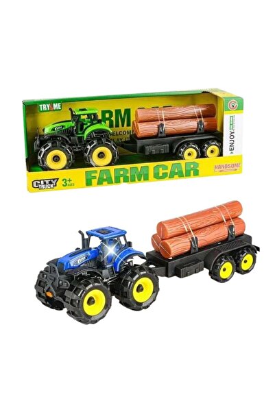 MAKSIK Tractor jucarie Maksik, cu remorca si busteni, educational, din plasti...