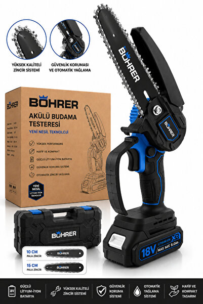 BÖHRER BÖRHER BA011435 2 AKÜLÜ 10 VE 15CM PALA ZİNCİRLİ ZİNCİRLİ DAL BUDAMA T...