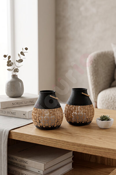 figurio Shokko Mini Dekor Feneri 2'li Set / LED Mum Hediyeli