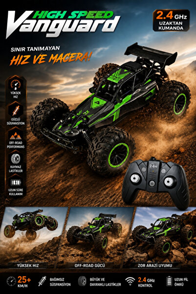 Toyaş 2.4 GHz Uzaktan Kumandalı Off-Road RC Araba 7.4V Şarjlı Yüksek Performa...