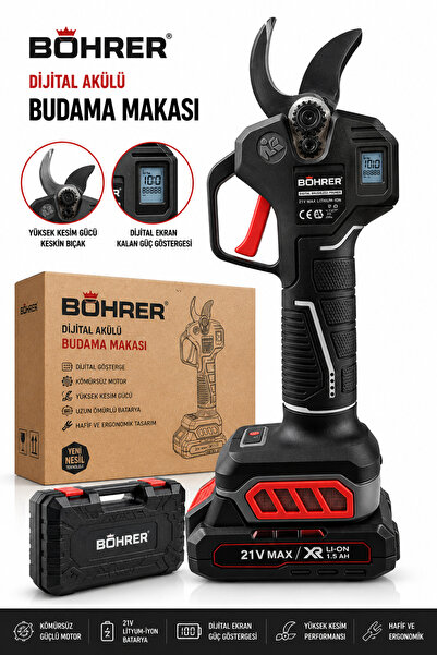 BÖHRER BA011449 PRO SERİ ÇİFT AKÜLÜ 30MM DAL BUDAMA MAKASI