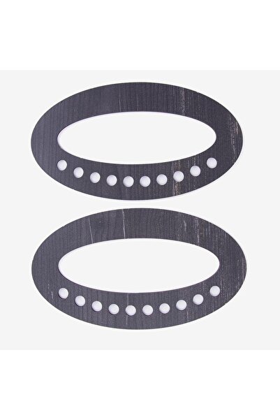 CraftMaxi Wooden Bag Holder - Oval - 2 Pieces Black - 16X9 cm