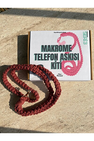 Makrome Telefon Askısı Yapım Kiti, Tüm Malzemeleri Hazır Hobi Seti, Hobi Kiti, Yeni Başlayanlar İçin
