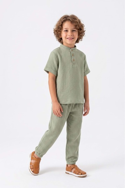 Mnk Baby&Kids Pamučna muslin tkanina, letnje duge pantalone, kratki rukavi, l...