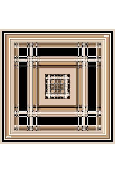 Levidor Black Plaid Pattern Twill Silk Scarf