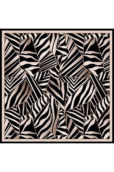 Levidor Beige Zebra Patterned Twill Silk Scarf