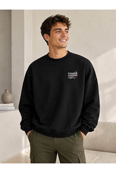 caddekombin Unisex Charlie Luciano Printed Crew Neck Sweatshirt