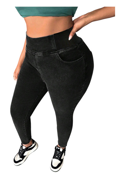 OEM Blugi skinny pentru femei, negri cu talie inalta, marimea 0XL