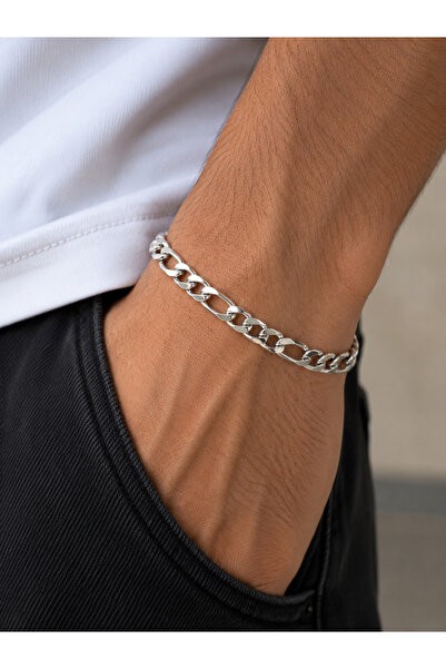 Valmont Men's Silver Color Figaro Chain Bracelet Shiny Design Casual and Clas...