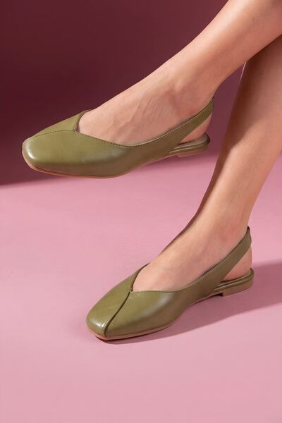 FUGA MODA Carmen Green Leather Open Back Ballerinas