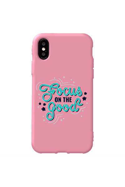 Other Apple iPhone Xs Max Focus On The Good Pink Colored Silicone TPU Θήκη