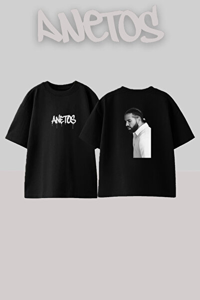 Anetos Dreake_5 Design Printed Unisex Oversize Black Tshirt