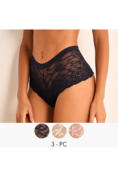 FAV Set of 3 - Full Briefs High Waist Lace Design
