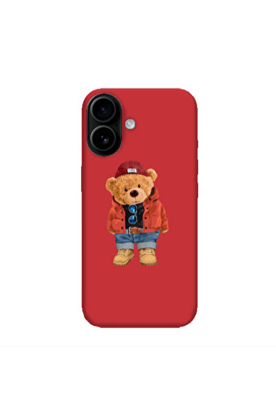 Other Apple Iphone 16 plus Bear in a hat Red Colored Silicone TPU Θήκη