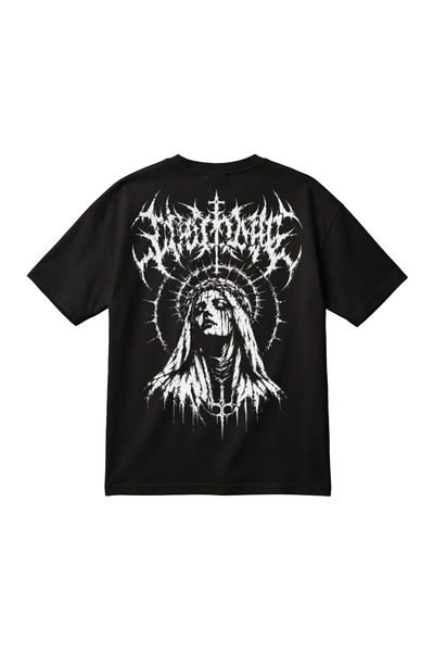 barsdepo Gotik Y2K Unisex Oversize Baskılı Siyah Tişört