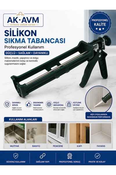 Ak Avm Soğuk Silikon Sıkma Tabancası Mastik Kartuş Tabancası Profesyonel Uygu...
