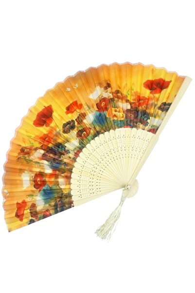 PRAVALIA CU SURPRIZE Evantai din bambus și textile SUNSET POPPIES, Portocaliu...