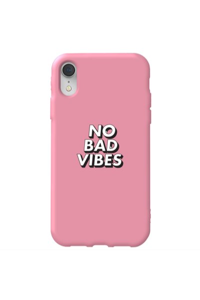 Other Apple iPhone Xr No bad vibes Pink Colored Silicone TPU Θήκη