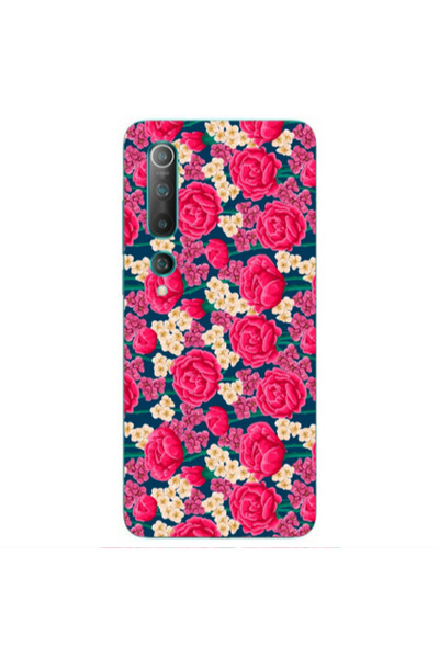 Other Xiaomi Mi 10 Red and pink Flowers Transparent Silicone TPU Θήκη