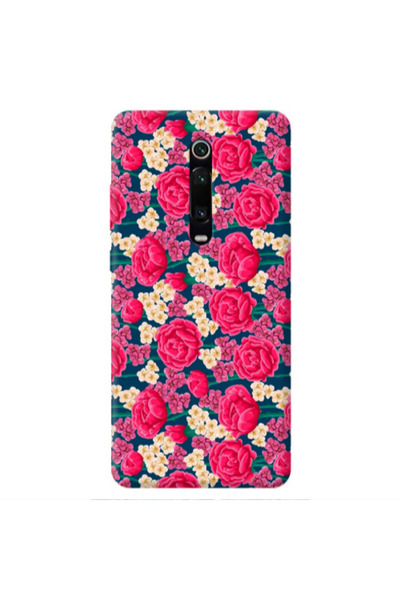 Other Xiaomi Mi 9T Red and pink Flowers Transparent Silicone TPU Θήκη