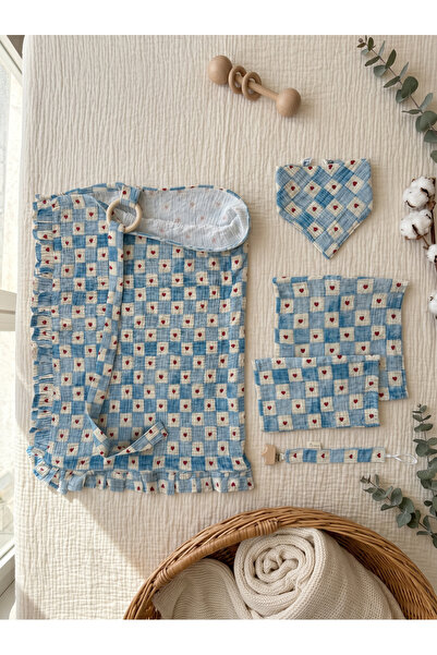 Zemze Baby 100% Cotton Muslin Nursing Bib Gift Set |   Pacifier Strap + Scarf...