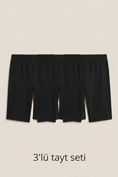 Brashop 3 Pieces of Black Women's Plus Size High-Waisted Short Leggings - Cot...