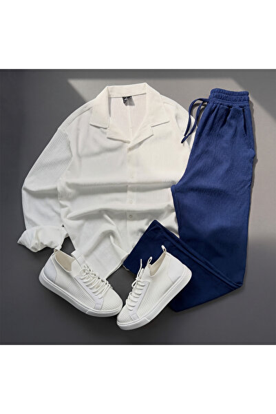blucombin Men's Bürümcük Seasonal Shirt and Baggy Pants Set 2-Piece Wide Cut