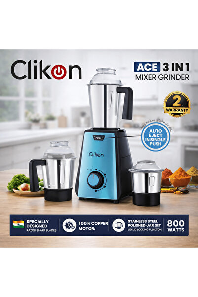 CLIKON خلاط ومطحنة ACE 3 في 1 بقوة 800 واط مع محرك نحاسي 100% وشفرات حادة