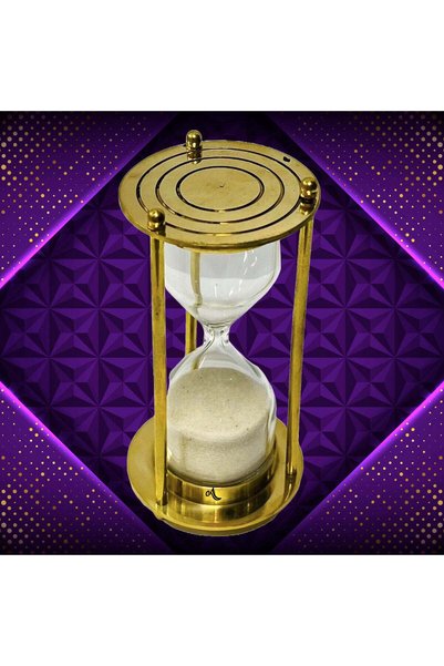 Al Athar Arts Brass Nautical Sand Timer – Gold Polish with Antique Finish Made in India(H:3.5''W:2''One Minute)